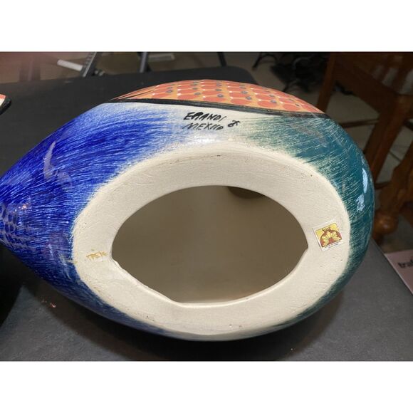 Set of 2 Large Heavy Handpainted Signed Erandi Mexico Ceramic Ducks EUC - Picture 5 of 7